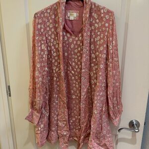 Anthropologie Pink Gold Long Sleeve Blouse